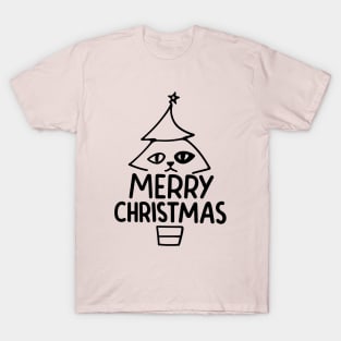 Merry Christmas funny cat in tree T-Shirt